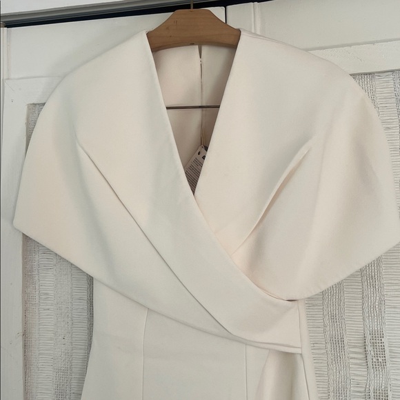 SAFIYAA Flora cape-effect crepe midi dress size 2 NWT - Picture 5 of 11